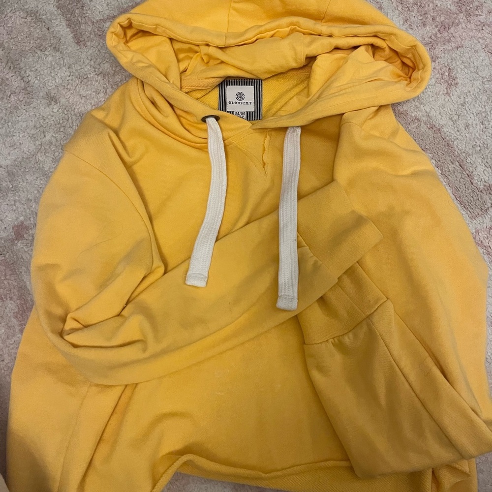 Yellow Hoodie with White Drawstrings
